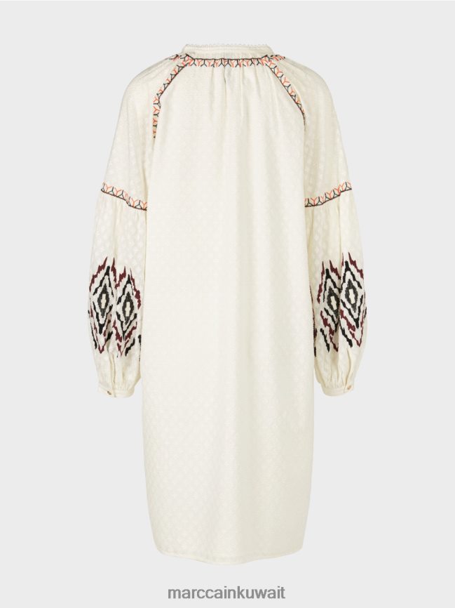 Marc Cain فستان طويل مطرز LVN0D658 ملابس أبيض مصفر