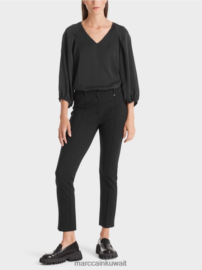 Marc Cain السراويل تمتد الخصر العادية سيدني LVN0D6591 ملابس أسود