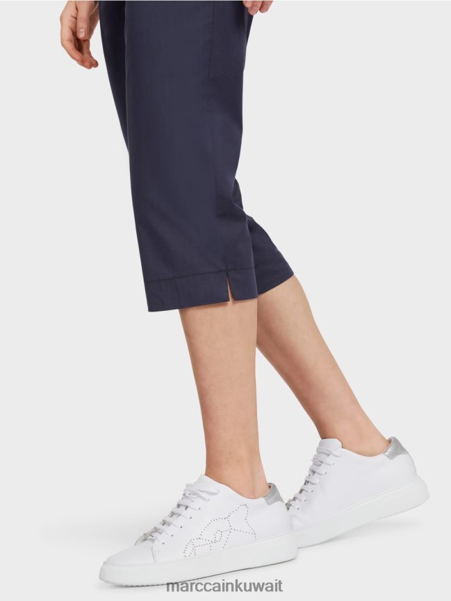 Marc Cain بنطال صيفي بحزام خصر مطاطي LVN0D6596 ملابس منتصف الليل الأزرق