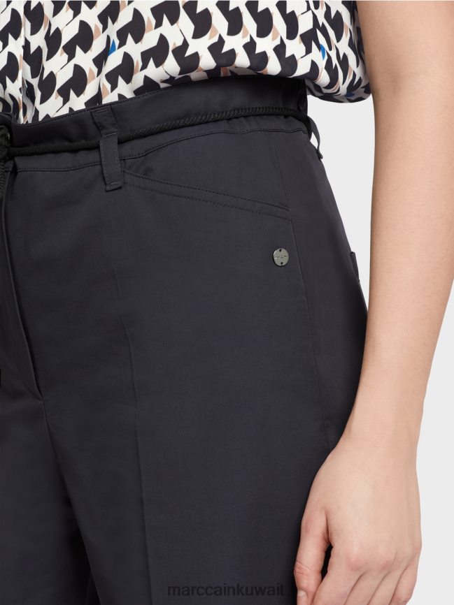 Marc Cain شورت قطن مع تجعد LVN0D6598 ملابس منتصف الليل الأزرق