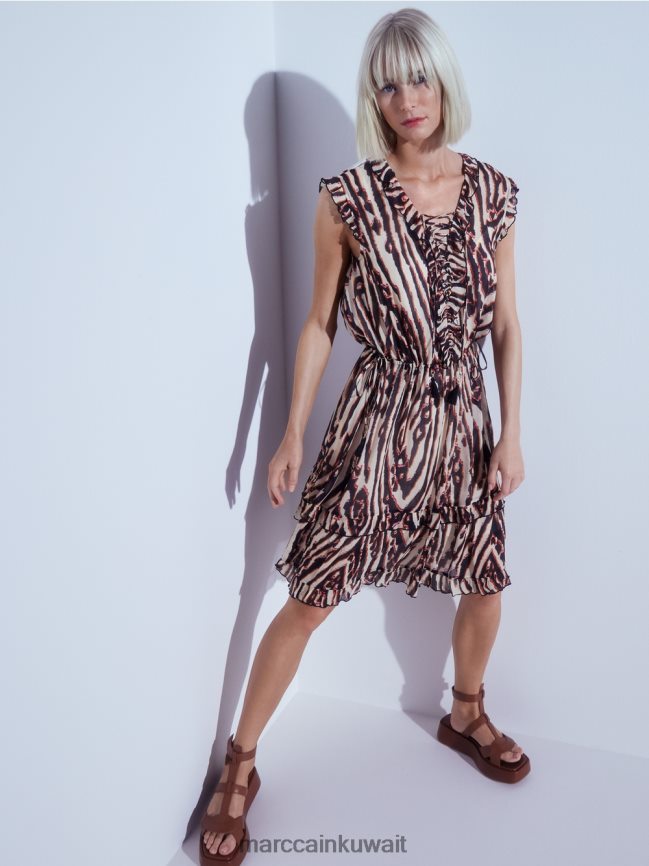 Marc Cain فستان قصير من كريب الفيسكوز LVN0D659 ملابس أحمر عميق