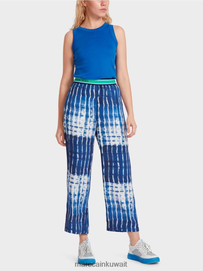 Marc Cain السراويل الباتيك عارضة LVN0D6602 ملابس منتصف الليل الأزرق