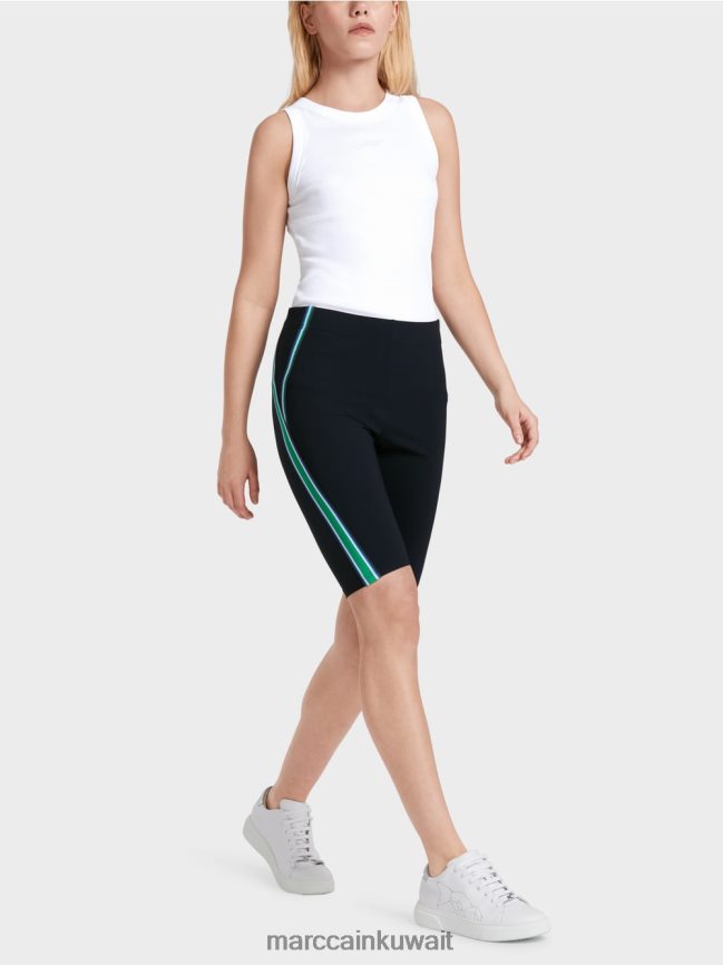 Marc Cain الرقم المعانقة السراويل الشريط حبالي LVN0D6604 ملابس منتصف الليل الأزرق