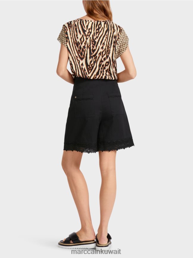 Marc Cain شورت بحاشية من الدانتيل LVN0D6607 ملابس أسود
