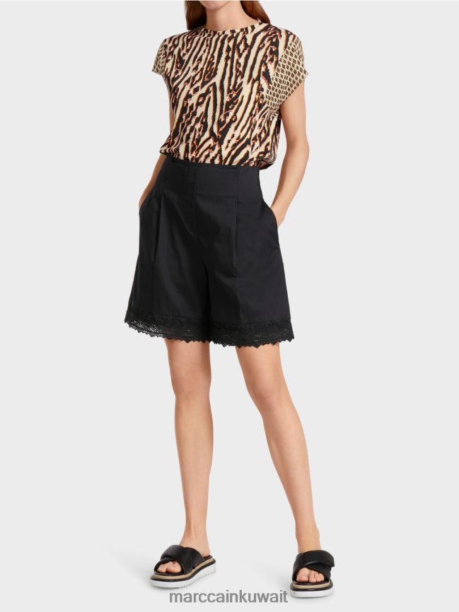 Marc Cain شورت بحاشية من الدانتيل LVN0D6607 ملابس أسود