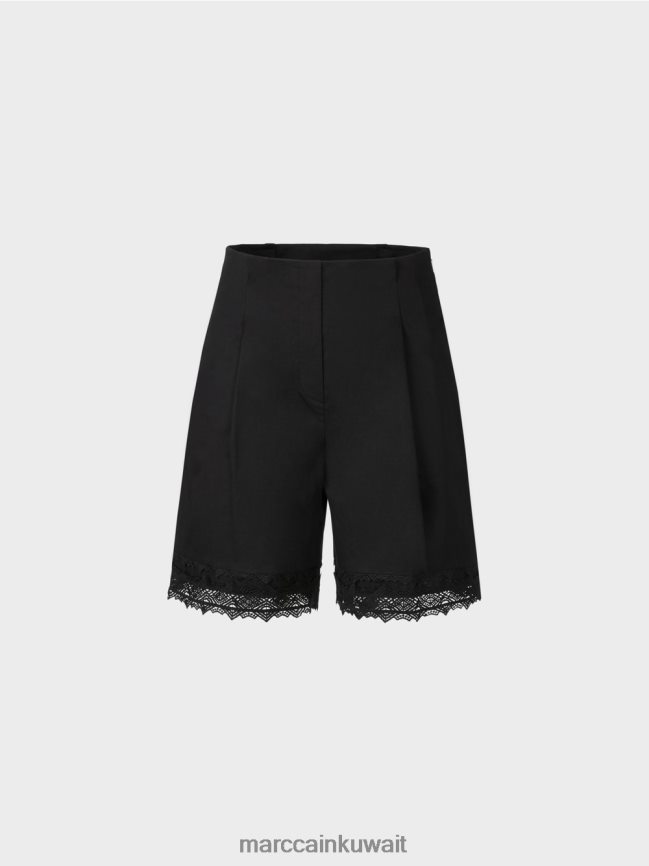 Marc Cain شورت بحاشية من الدانتيل LVN0D6607 ملابس أسود