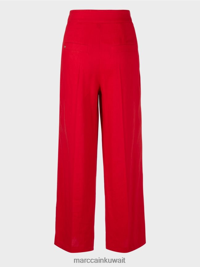 Marc Cain السراويل الكتان مطوي LVN0D6610 ملابس أحمر عميق