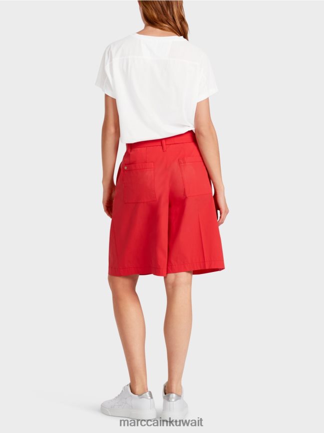 Marc Cain شورت على شكل كيس ورقي LVN0D6611 ملابس أحمر عميق