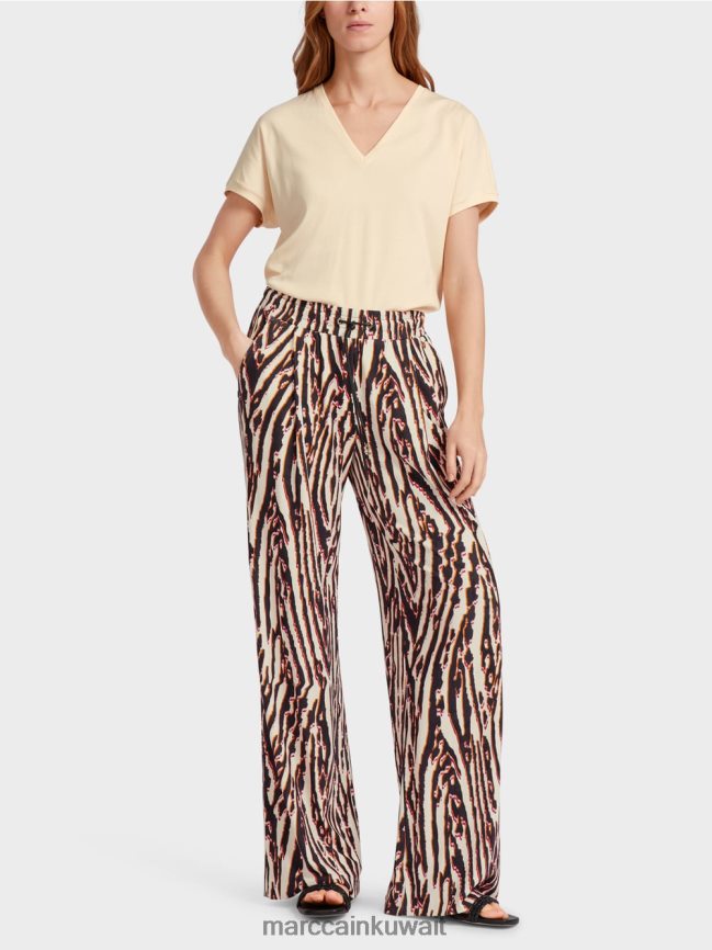 Marc Cain بنطال مطوي مع حزام خصر للركض LVN0D6614 ملابس أحمر عميق