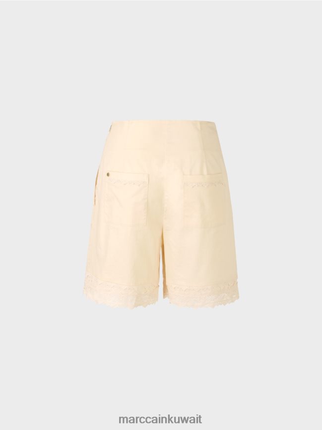 Marc Cain شورت بحاشية من الدانتيل LVN0D6615 ملابس كريمة