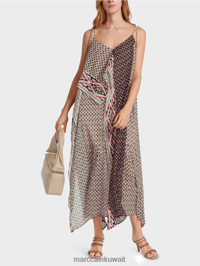 Marc Cain فستان على طراز بوهو LVN0D661 ملابس كريمة
