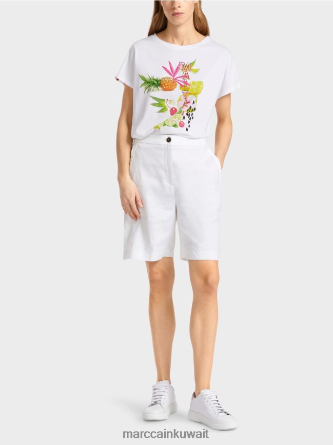 Marc Cain شورت نسائي مع حزام خصر مطاطي LVN0D6622 ملابس أبيض