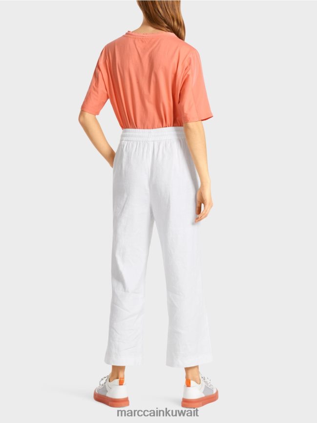 Marc Cain بنطال صيفي كاجوال مصنوع من مزيج الكتان LVN0D6626 ملابس أبيض
