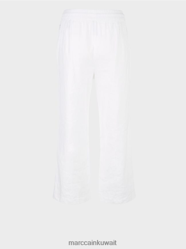 Marc Cain بنطال صيفي كاجوال مصنوع من مزيج الكتان LVN0D6626 ملابس أبيض