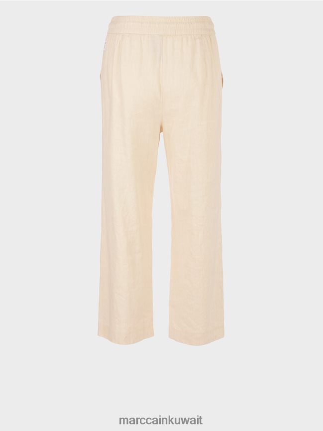 Marc Cain بنطال صيفي كاجوال مصنوع من مزيج الكتان LVN0D6629 ملابس الكتان الناعم