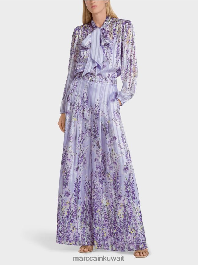 Marc Cain بنطال واسع بطبعة الوستارية LVN0D6630 ملابس أرجواني مشرق