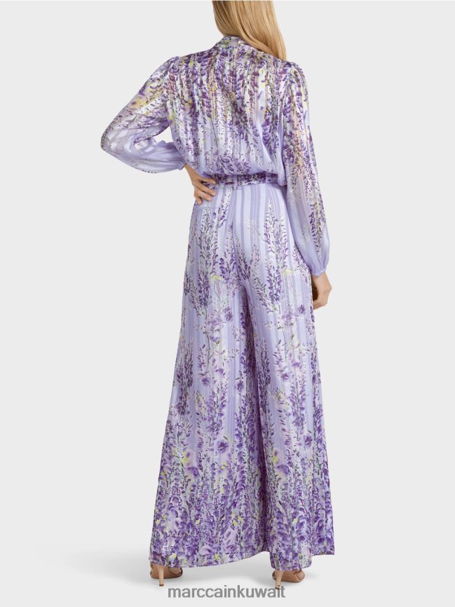 Marc Cain بنطال واسع بطبعة الوستارية LVN0D6630 ملابس أرجواني مشرق