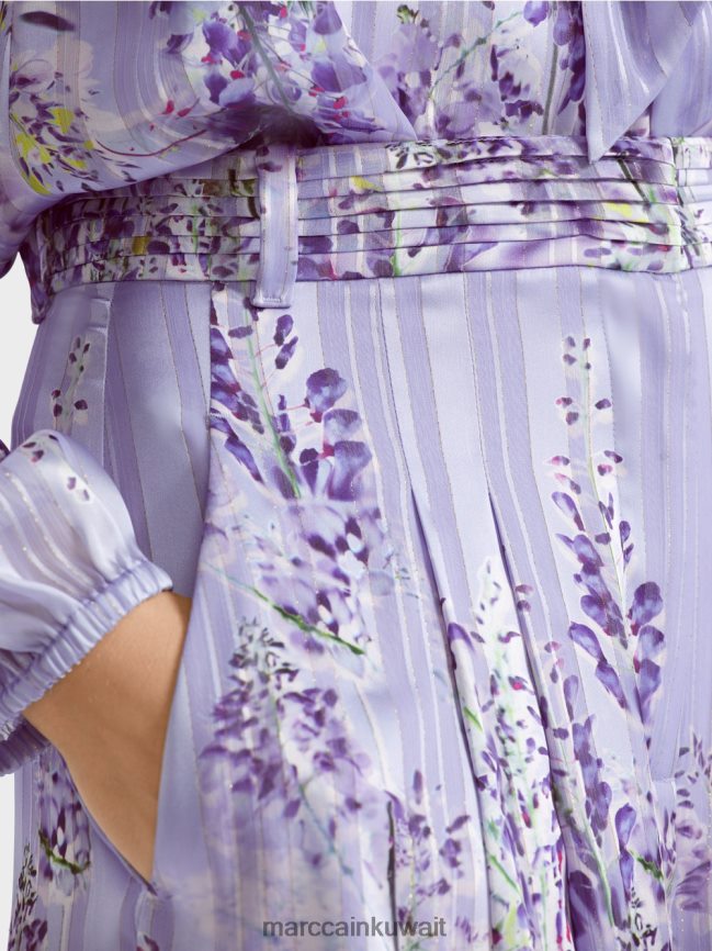 Marc Cain بنطال واسع بطبعة الوستارية LVN0D6630 ملابس أرجواني مشرق