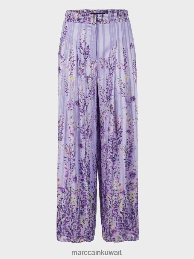 Marc Cain بنطال واسع بطبعة الوستارية LVN0D6630 ملابس أرجواني مشرق