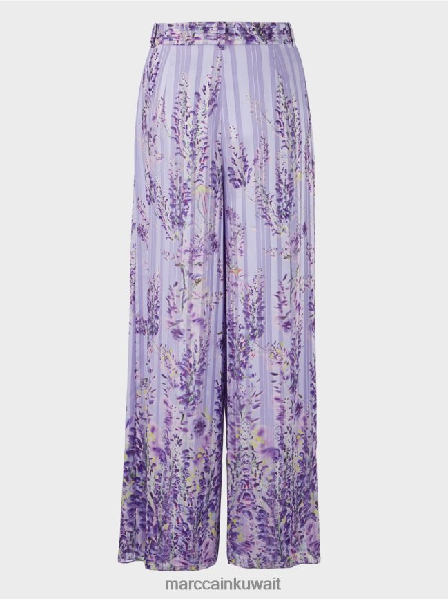 Marc Cain بنطال واسع بطبعة الوستارية LVN0D6630 ملابس أرجواني مشرق