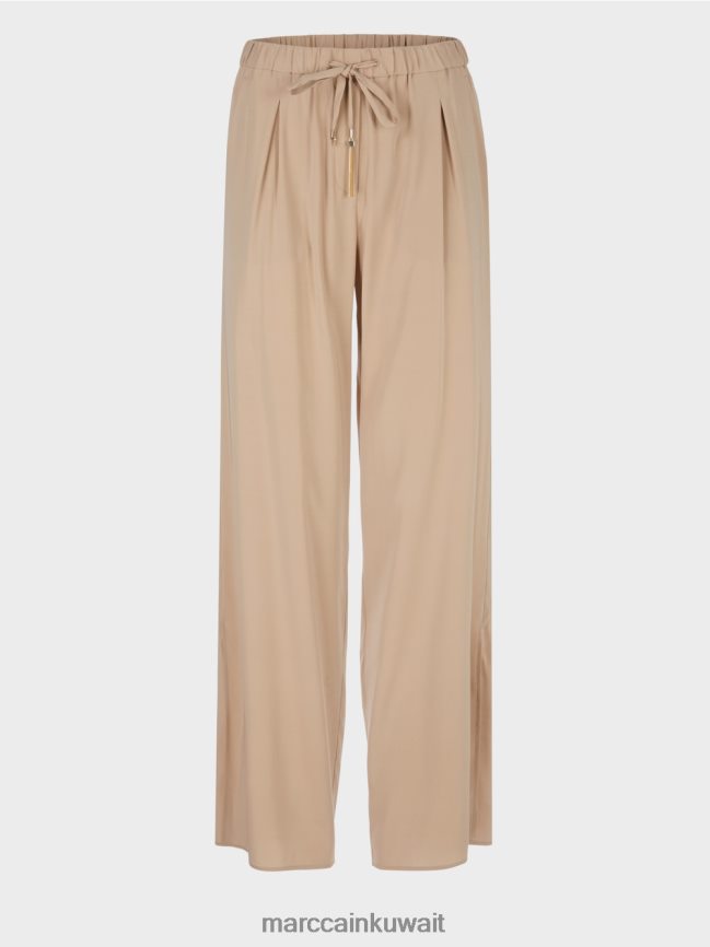 Marc Cain بنطال حرير مطاطي LVN0D6632 ملابس الرمال العميقة