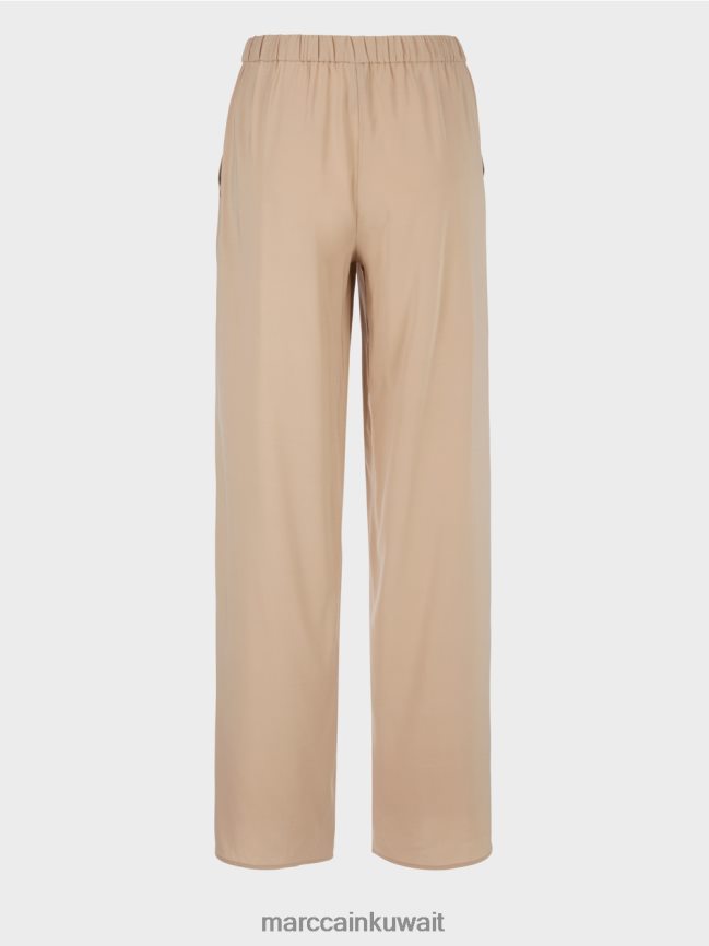 Marc Cain بنطال حرير مطاطي LVN0D6632 ملابس الرمال العميقة