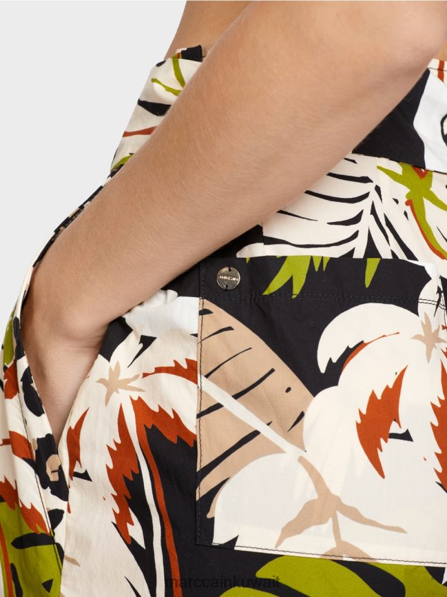 Marc Cain شورت على شكل كيس ورقي LVN0D6641 ملابس زيتوني أخضر عميق