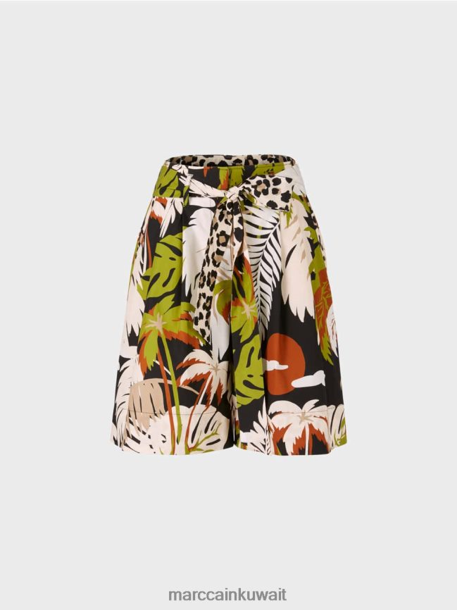 Marc Cain شورت على شكل كيس ورقي LVN0D6641 ملابس زيتوني أخضر عميق