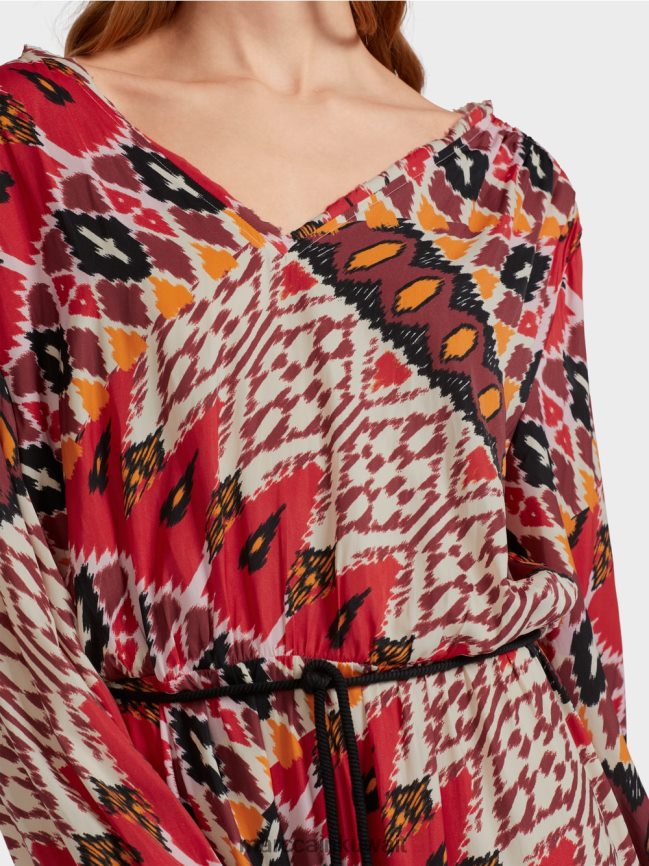 Marc Cain فستان طويل مع طباعة شاملة LVN0D664 ملابس أحمر عميق