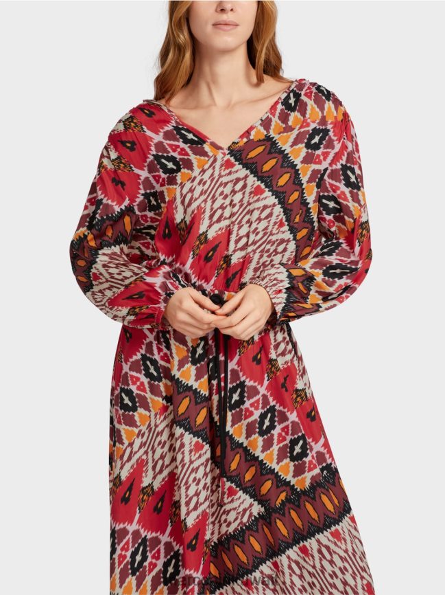 Marc Cain فستان طويل مع طباعة شاملة LVN0D664 ملابس أحمر عميق