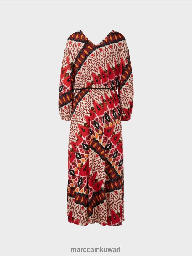 Marc Cain فستان طويل مع طباعة شاملة LVN0D664 ملابس أحمر عميق
