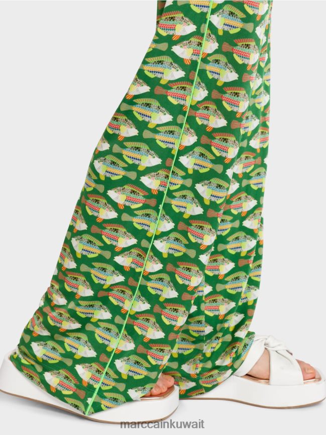 Marc Cain وارينجتون سروال جيرسي فيسكوز LVN0D6653 ملابس الطحلب الأخضر الداكن