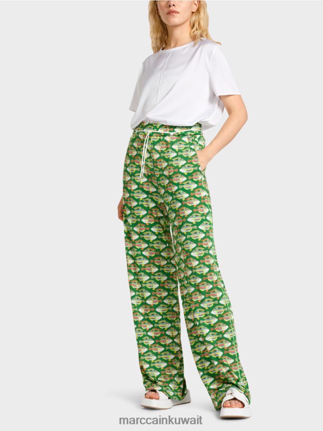 Marc Cain وارينجتون سروال جيرسي فيسكوز LVN0D6653 ملابس الطحلب الأخضر الداكن