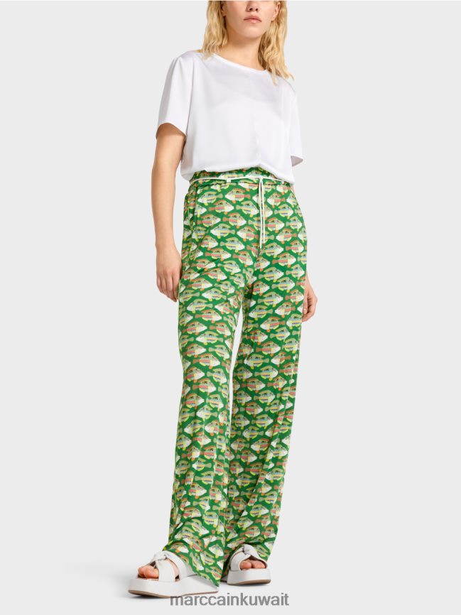 Marc Cain وارينجتون سروال جيرسي فيسكوز LVN0D6653 ملابس الطحلب الأخضر الداكن