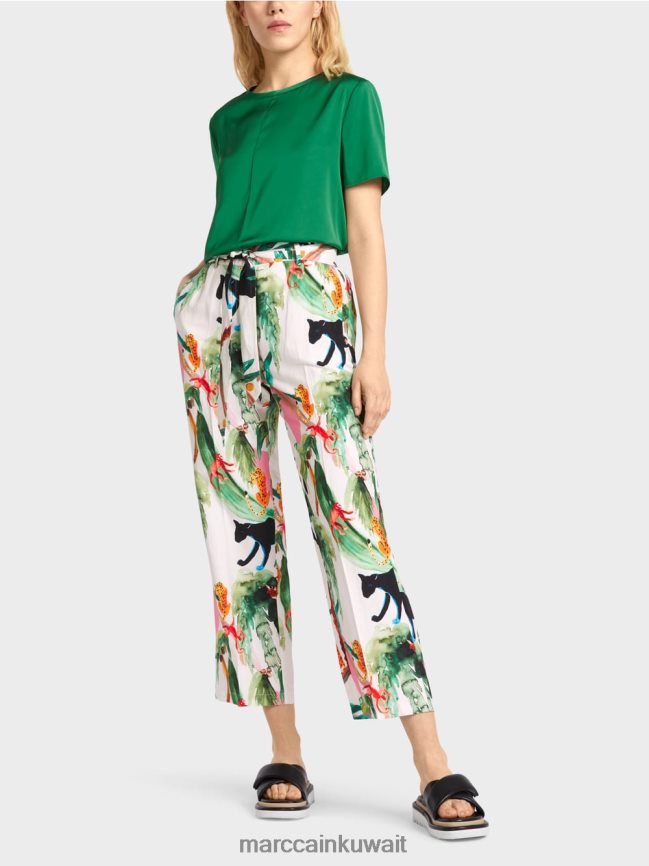 Marc Cain سراويل وردة الورقية LVN0D6654 ملابس أبيض مصفر