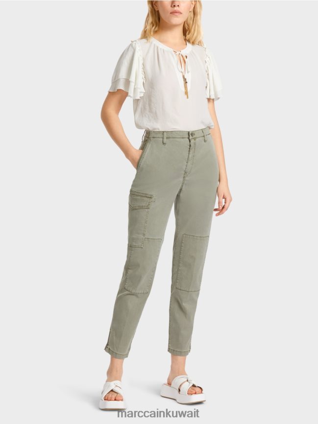 Marc Cain ردوم "إعادة التفكير معا" السراويل LVN0D6655 ملابس الغابة العميقة