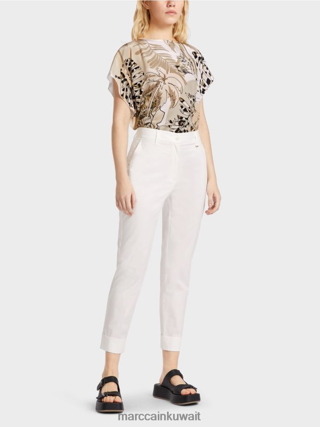 Marc Cain سروال فرانكا مع التجاعيد والأصفاد LVN0D6659 ملابس أبيض مصفر