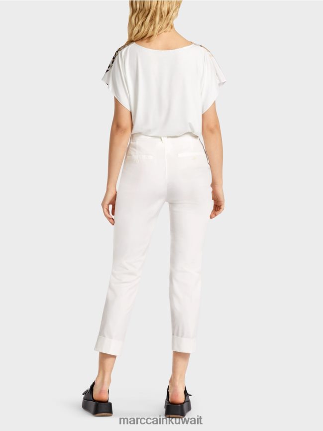 Marc Cain سروال فرانكا مع التجاعيد والأصفاد LVN0D6659 ملابس أبيض مصفر