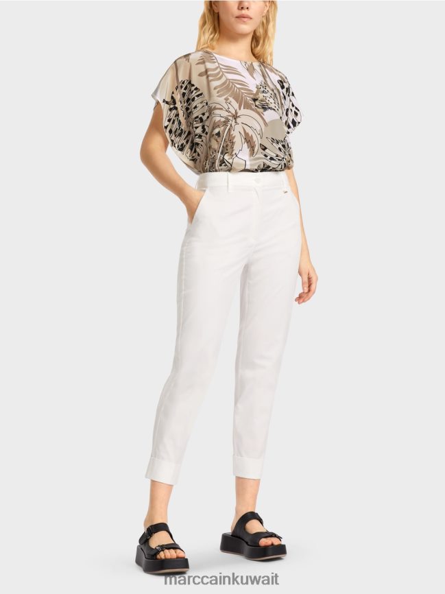 Marc Cain سروال فرانكا مع التجاعيد والأصفاد LVN0D6659 ملابس أبيض مصفر