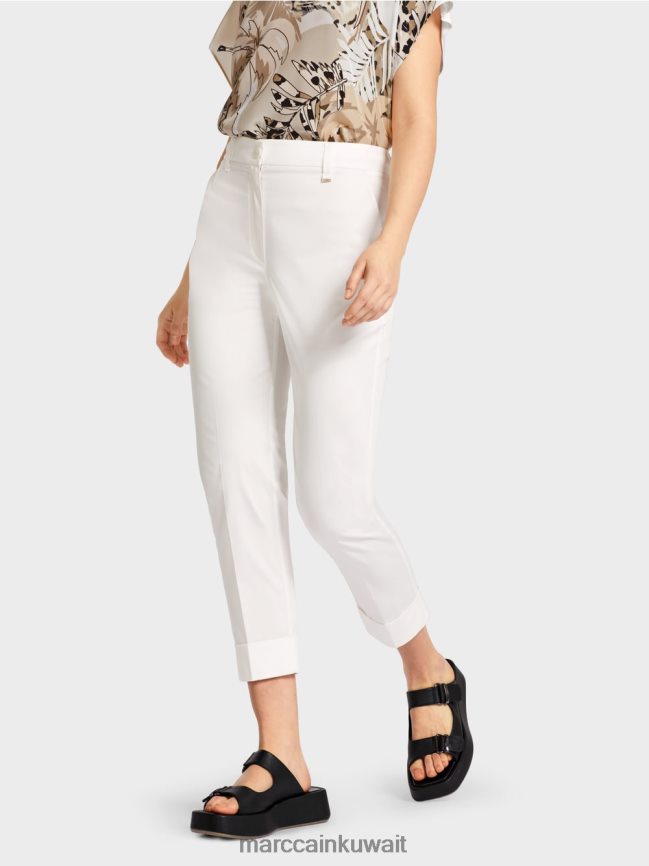 Marc Cain سروال فرانكا مع التجاعيد والأصفاد LVN0D6659 ملابس أبيض مصفر