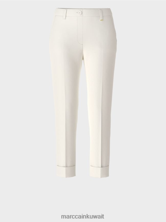 Marc Cain سروال فرانكا مع التجاعيد والأصفاد LVN0D6659 ملابس أبيض مصفر