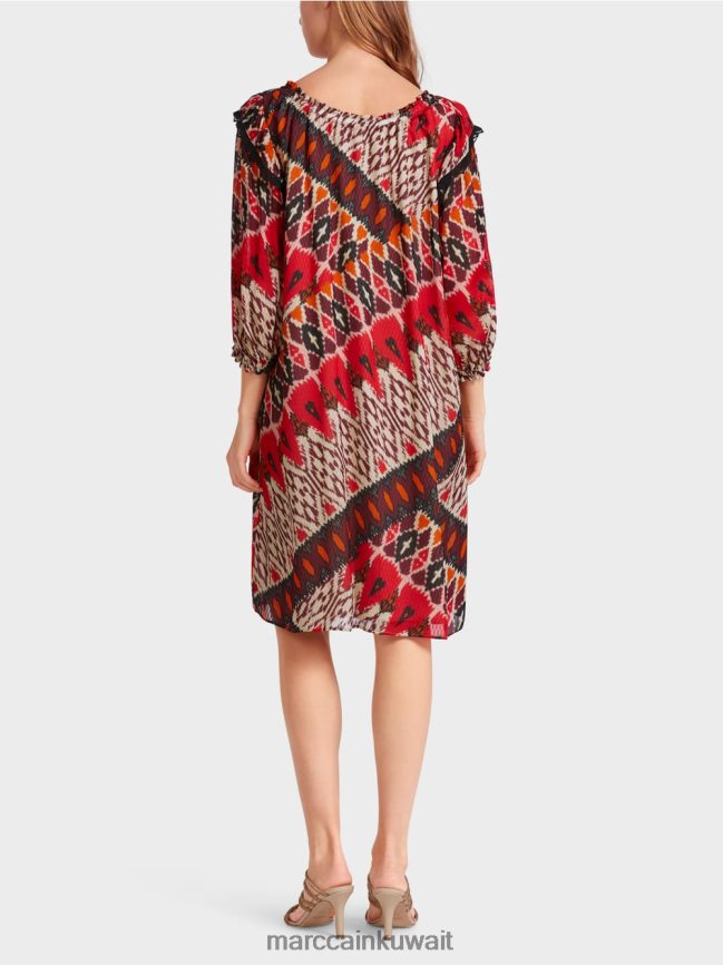 Marc Cain فستان فيسكوز قصير مطبوع LVN0D665 ملابس أحمر عميق