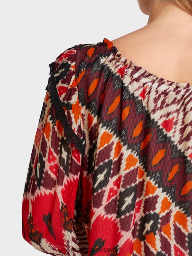 Marc Cain فستان فيسكوز قصير مطبوع LVN0D665 ملابس أحمر عميق