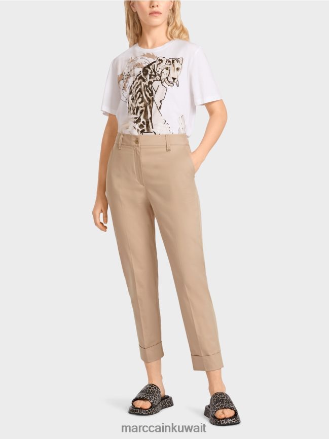 Marc Cain سروال فرانكا مع التجاعيد والأصفاد LVN0D6664 ملابس الرمال العميقة