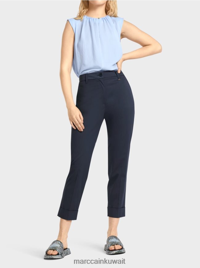 Marc Cain سروال فرانكا مع التجاعيد والأصفاد LVN0D6667 ملابس منتصف الليل الأزرق