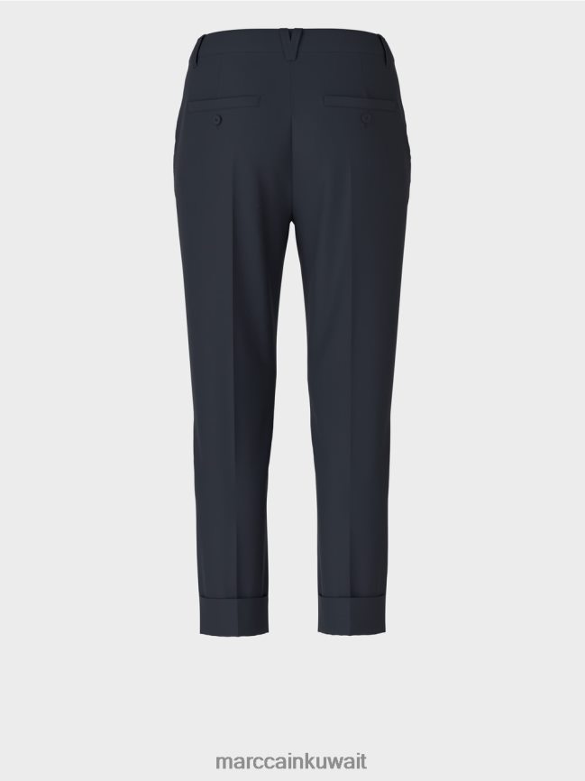 Marc Cain سروال فرانكا مع التجاعيد والأصفاد LVN0D6667 ملابس منتصف الليل الأزرق