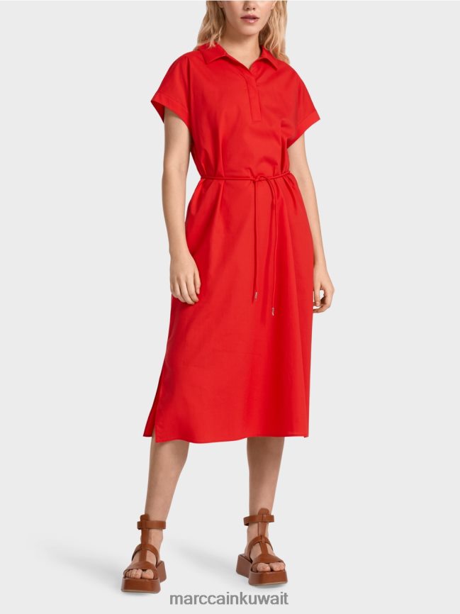 Marc Cain فستان قميص "إعادة التفكير معًا". LVN0D667 ملابس النار الحمراء