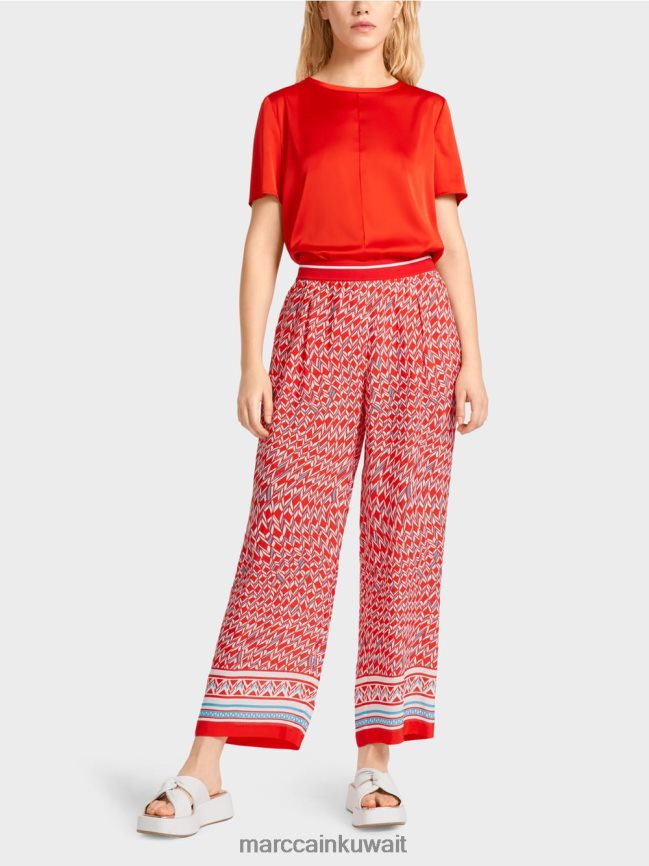 Marc Cain السراويل ويت في تصميم السبعينات LVN0D6672 ملابس النار الحمراء