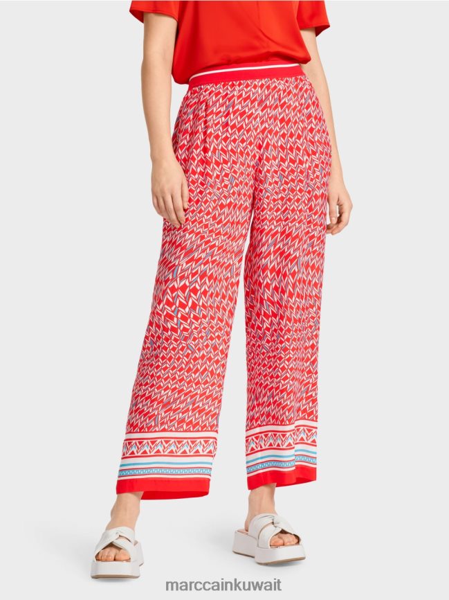 Marc Cain السراويل ويت في تصميم السبعينات LVN0D6672 ملابس النار الحمراء