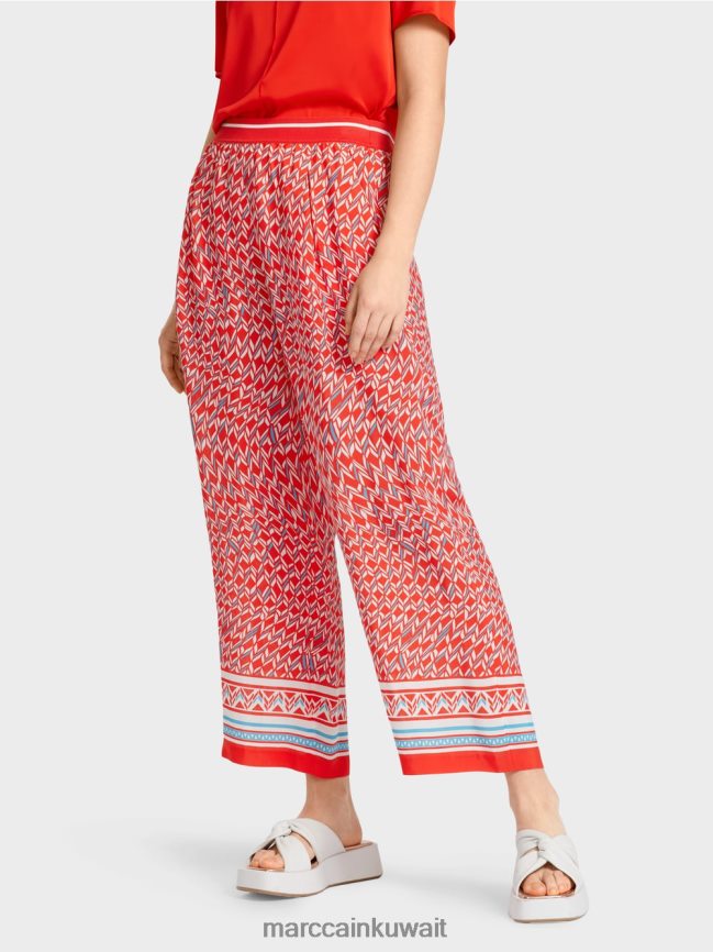Marc Cain السراويل ويت في تصميم السبعينات LVN0D6672 ملابس النار الحمراء